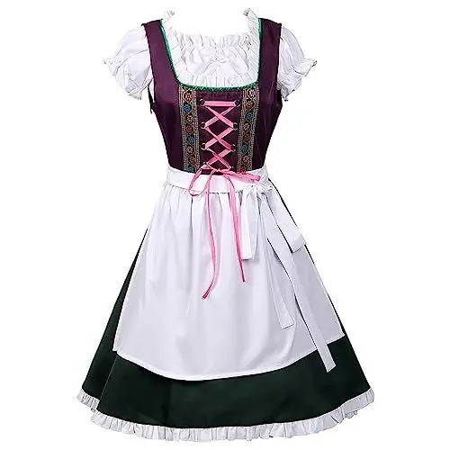 Produktbild: Mittelalterliches Damenkleid Damenkleid Cosplay Party Tanzkostüm Gothic Retro Oktoberfestkleid Countryline Dirndl (Green, M)