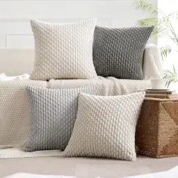 Produktbild: MIULEE 4er Set Kordsamt Kissenbezüge Kissenbezug Dekorative Kissenhülle Moderne Sofakissen Kissen Zierkissen Couchkissen für Sofa Dekokissen Wohnzimmer Schlafzimmer 40x40 cm Grau Serie