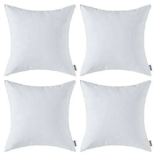 Produktbild: MIULEE 4er Set wasserdichte Kissenbezüge Dekokissen Kissenbezug Sofakissen Dekorativ Couchkissen Wetterfeste Kissenhülle Zierkissen Bezug für Sofa Garten Outdoor 45x45 cm Nicht-gerade Weiss
