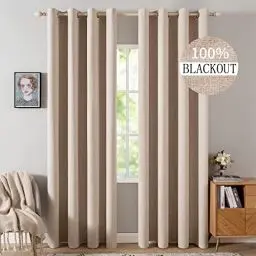 Produktbild: MIULEE Verdunklungsvorhänge mit ösen Gardinen Leinenoptik 2er Set 245 x 140 cm Beige Vorhang Blickdicht mit Ösen Thermovorhang Kälteschutz Vorhänge Wohnzimmer Schlafzimmer Wärmeisolierend