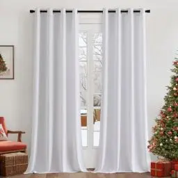 Produktbild: MIULEE Voile Gardinen mit ösen Vorhänge Halbtransparent Stores Vorhang Transparente ösenschal Wohnzimmer Schlaufenschal 2er Set 140x225cm Weiß