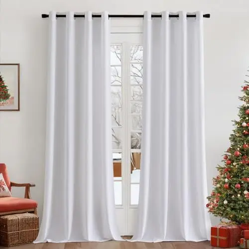 Produktbild: MIULEE Voile Gardinen mit ösen Vorhänge Halbtransparent Stores Vorhang Transparente ösenschal Wohnzimmer Schlaufenschal 2er Set 140x225cm Weiß