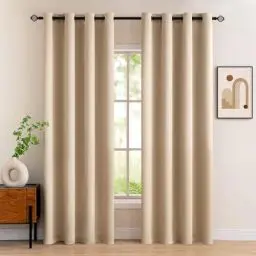 Produktbild: MIULEE Verdunklungsvorhänge Dunkelbeige Vorhänge Blickdicht 2er Set 225 cm Lang, Modern Gardinen Ösen Abdunkelnde Vorhänge Wohnzimmer Schlafzimmer, Fenster Gardine Verdunkelung Thermovorhang