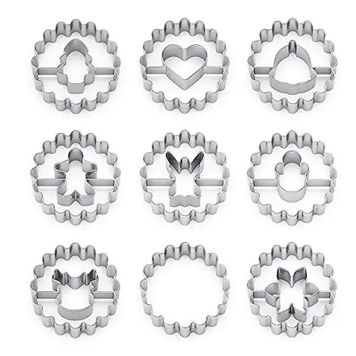 Produktbild: MIUTME Plätzchen Ausstecher Set,9 Stück Keksausstecher Weihnachten,Mini Ausstechformen Edelstahl Linzer, Klein Weihnachten Ausstecher für Tortendekorationen, Zuckerkuchen,und Kekse