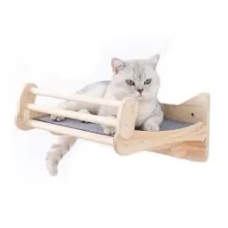 Produktbild: MIUZMORE Kletterwand Katzen, Katzen Wandelemente aus Kiefernholz, inklusive Katzenbett und Kratzmatte Katze – Katzen Kletterwand