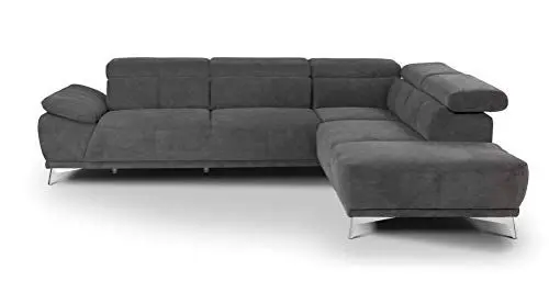 Produktbild: Mivano Ecksofa Felipe / Moderne Eckcouch mit Ottomanen rechts und verstellbaren Kopfstützen / 292 x 73 x 233 / Stone (dunkelgrau)