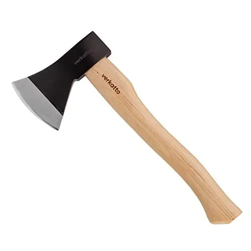 Produktbild: Mivos Beil Axt 800 g mit Hickory-Holzgriff und Klinge aus Kohlenstoffstahl - Handbeil für Garten und Wald - Kleine und Kompakte Universalaxt - Spaltbeil mit Lackiertem Holzstiel