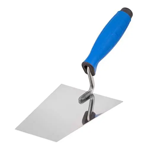 Produktbild: Mivos Edelstahl Trapezkelle 160 x 75 mm - Rostfreie Maurerkelle mit Gummigriff - Stuckateur Kelle für Mauererarbeiten - Glättekelle Made in EU