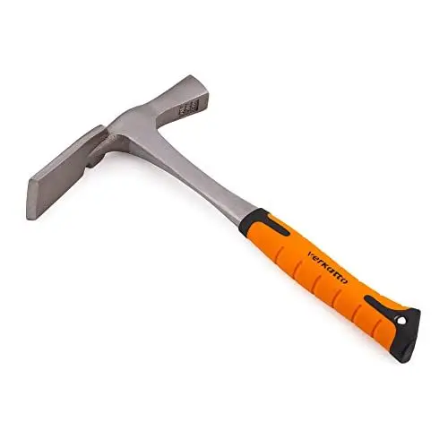 Produktbild: Mivos Maurerhammer 600 g - Ganzstahl Geschmiedet - Berliner Form - Monoblock - Vibrationsdämpfung Gummigriff - Stahlhammer für Beton Ziegel - DIN 5108