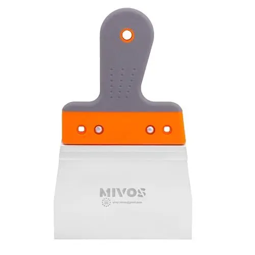 Produktbild: Mivos Profi Flächenspachtel aus Edelstahl 150 x 90 mm - Rostfreie Fugenspachtel mit Aluhalter - Glättspachtel mit 150 mm Klingenbreite - Putzspachtel mit Softgriff - Made in EU