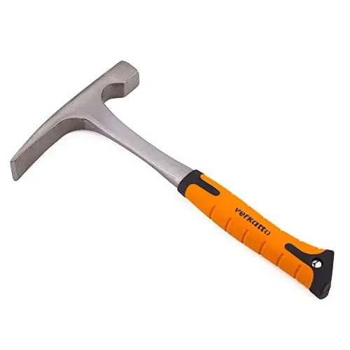 Produktbild: Mivos Profi Maurerhammer Ziegelhammer 600 g Kopfgewicht - Ganzstahl Geschmiedet - Rheinische Form - Geologische Hammer - Monoblock - Stahlhammer für Backstein Ziegel