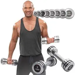 Produktbild: Miweba Sports Chrom Hanteln | 1,0-10kg - 𝐏𝐫𝐨𝐟𝐢 Hantel - Hantelset - Hantel Set - Kurzhanteln - Kurzhantel Set - Kurzhantelset - Ergonomischer Griff - Dumbbells (2X 3.0 kg)