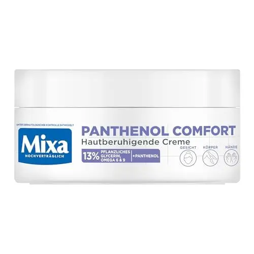 Produktbild: Mixa Hautberuhigende Creme für Gesicht, Körper und Hände, Bei trockener, zu Neurodermitis neigender Haut, Wundheilcreme gegen Rötungen und Juckreiz, Panthenol Comfort, 150 ml