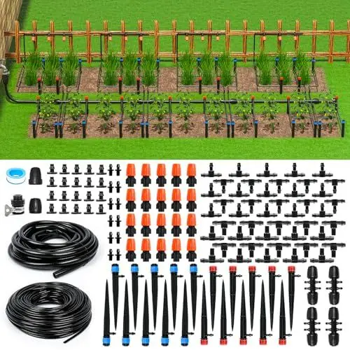 Produktbild: MIXC Bewässerungssystem Garten 60M+8M Automatische Bewässerung Kit Tropfbewässerung Set DIY Micro Drip System mit Bewässerungsschlauch