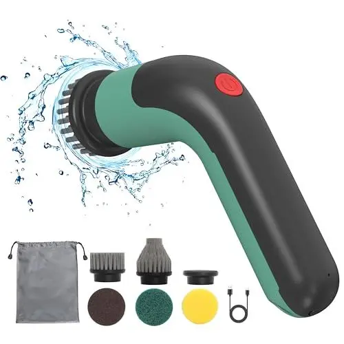 Produktbild: MIXC Elektrische Reinigungsbürste Haushalt mit 2 Modi und 5 Bürstenkopfe Electric Spin Scrubber Schnurlos für Tiefe reinigen von Fliesen,Küche,Bad,Waschbecken,Grille,Reifen,Garten
