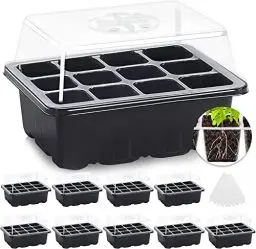 Produktbild: MIXC Mini Gewächshaus Anzuchtset 10 Stück 120 Zellen Anzuchtkasten Zimmergewächshaus Pflanzen Setzling Starter Tabletts Treibhaus Anzuchtschale mit Deckel Gewächshaus Schwarz