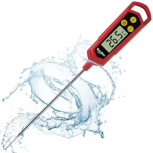 Produktbild: MixcMax Küchenthermometer Fleischthermometer Kuchen Flaschen Baby Thermometer Küche Kochen Wasser Milch Haushaltsthermometer LCD Digital Einkochthermometer mit Langer Sonde