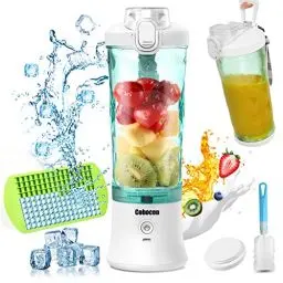 Produktbild: Mixer Smoothie Maker To Go, Mini Standmixer Tragbar mit 6-Klingen Edelstahl, Enstafter mit Reisedeckel, USB Portable Blender Elektrisch 600ml Bottle, Mixer Shaker Slushy Maker Wasserdichter