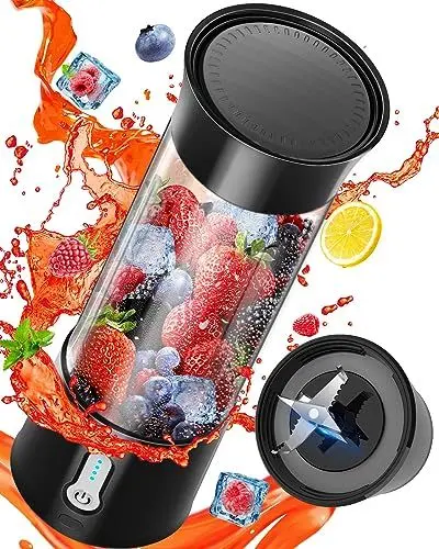 Produktbild: Mixer Smoothie Maker mit 6 Klingen, 500mL Standmixer für Säfte Shake Smoothie und Babynahrung, Tragbar Blender mit 1 Schwammbürste und 1 USB Cable für Familie Sportarten Outdoor Reisen