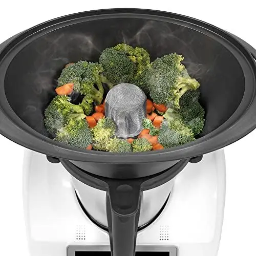 Produktbild: MixFino Thermomix Dampfkamin Monsieur Cuisine Dampfkamin Varoma Kamin aus 100% Edelstahlsieb TM6 jetzt auftauen im Thermomix Varoma mit dem Dampfkamin Thermomix Zubehör Dampf perfekte Dampfverteilung