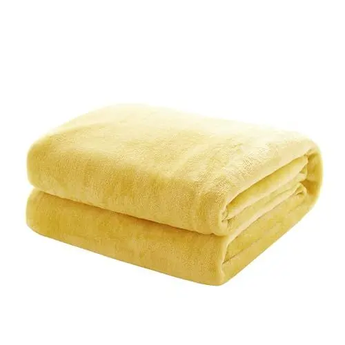 Produktbild: Mixibaby Kuscheldecke Flauschige extra weich & warm Wohndecke Flanell Fleecedecke, Falten beständig/Anti-verfärben als Sofadecke oder Bettüberwurf, Größe:220 cm x 240 cm, Farbe:Vanille Gelb