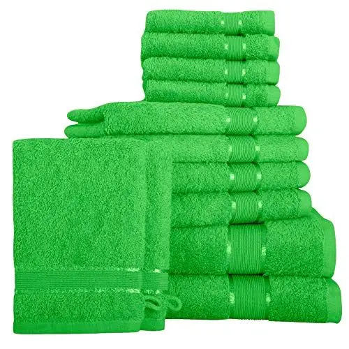 Produktbild: Mixibaby 12 TLG. Handtuchset Duschtuch Handtuch Gästetuch Waschlappen Apfelgrün Farbkombi, Farbe:Apfelgrün