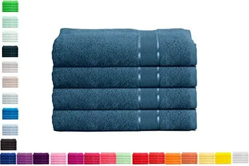 Produktbild: Mixibaby 4er Duschtuchset Duschtuch Duschtücher 70cm x 140cm Frottee 100% Baumwolle 500g, Farbe:Teal