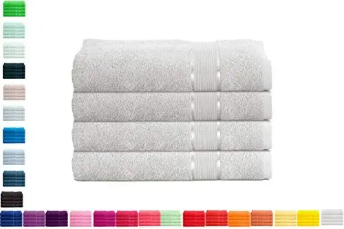 Produktbild: Mixibaby 4er Duschtuchset Duschtuch Duschtücher 70cm x 140cm Frottee 100% Baumwolle 500g, Farbe:Grau