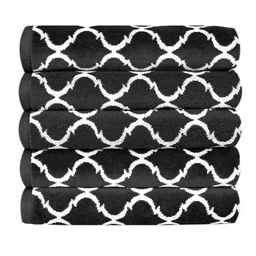 Produktbild: Mixibaby 5 TLG, Handtuch Handtücher Set 100% Baumwolle Frottee 50cm x 100cm, Farbe:Schwarz