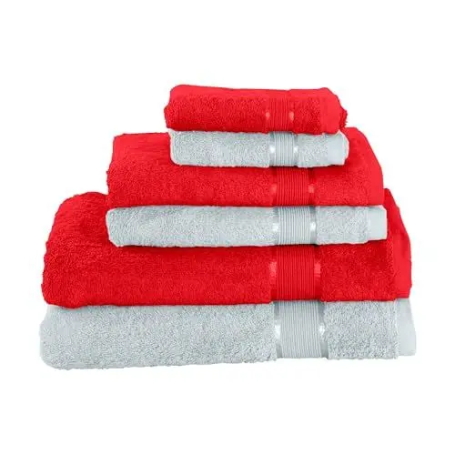 Produktbild: Mixibaby 6 TLG. Handtuchset 2X Badetuch 2X Handtuch 2X Gästetuch Rot mit Farbkombi, Farbe:Hellblau