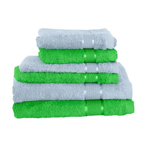 Produktbild: Mixibaby 6 TLG. Handtuchset 2X Handtuch 2X Gästetuch 2X Waschlappen Babyblau Farbkombi, Farbe:Apfelgrün