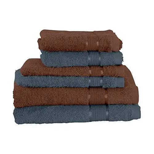 Produktbild: Mixibaby 6 TLG. Handtuchset 2X Handtuch 2X Gästetuch 2X Waschlappen Dunkelbraun Farbkombi, Farbe:Antrazit