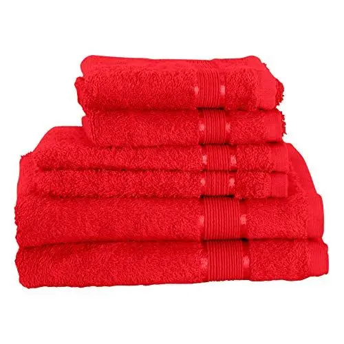 Produktbild: Mixibaby 6 TLG. Handtuchset 2X Handtuch 2X Gästetuch 2X Waschlappen Rot mit Farbkombi, Farbe:Rot