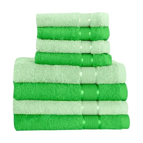 Produktbild: Mixibaby 8 TLG. Handtuchset 4X Handtuch 4X Gästetuch Hellgrün mit Farbkombi, Farbe:Apfelgrün