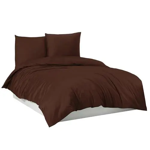 Produktbild: Mixibaby Bettwäsche Bettgarnitur Bettbezug 100% Baumwolle 135x200 155x220 200x200 200x220, Farbe:Braun, Größe:135 x 200 cm