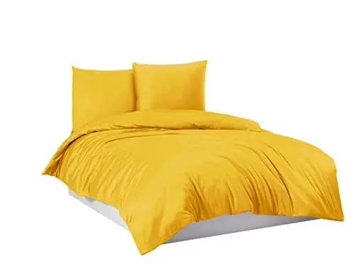 Produktbild: Mixibaby Bettwäsche Bettgarnitur Bettbezug 100% Baumwolle 135x200 155x220 200x200 200x220, Farbe:Gelb, Größe:135 x 200 cm