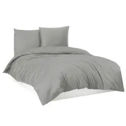 Produktbild: Mixibaby Bettwäsche Bettgarnitur Bettbezug 100% Baumwolle 135x200 155x220 200x200 200x220, Farbe:Grau, Größe:155 x 220 cm