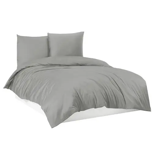 Produktbild: Mixibaby Bettwäsche Bettgarnitur Bettbezug 100% Baumwolle 135x200 155x220 200x200 200x220, Farbe:Grau, Größe:135 x 200 cm