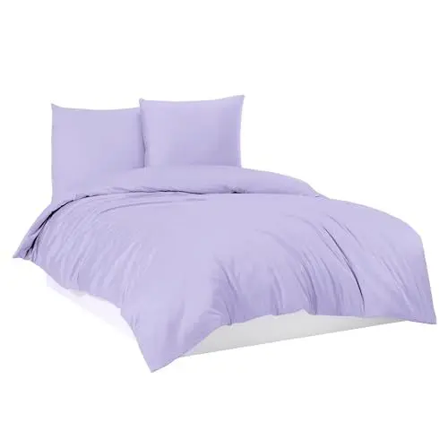 Produktbild: Mixibaby Bettwäsche Bettgarnitur Bettbezug 100% Baumwolle 135x200 155x220 200x200 200x220, Farbe:Lila, Größe:155 x 220 cm