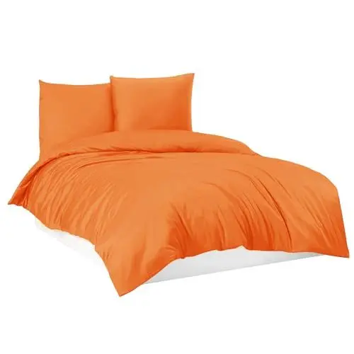 Produktbild: Mixibaby Bettwäsche Bettgarnitur Bettbezug 100% Baumwolle 135x200 155x220 200x200 200x220, Farbe:Orange, Größe:135 x 200 cm