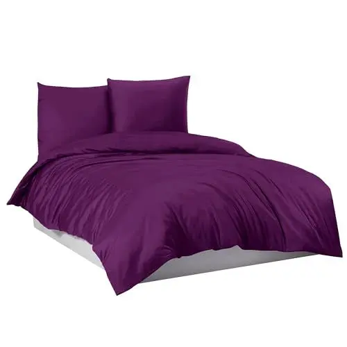 Produktbild: Mixibaby Bettwäsche Bettgarnitur Bettbezug 100% Baumwolle 135x200 155x220 200x200 200x220, Farbe:Violett, Größe:135 x 200 cm