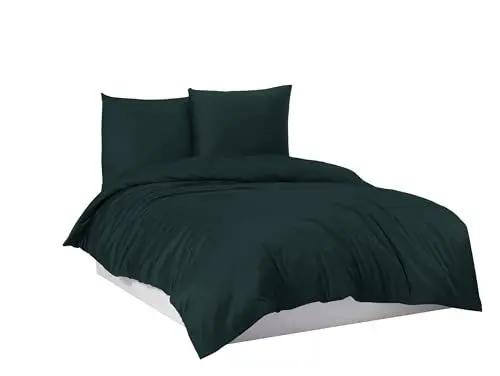 Produktbild: Mixibaby Bettwäsche Bettgarnitur Bettbezug 100% Baumwolle 135x200 155x220 200x220 200x200, Farbe:Dunkelgrün, Größe:200 x 200 cm