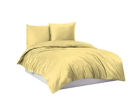 Produktbild: Mixibaby Bettwäsche Bettgarnitur Bettbezug 100% Baumwolle 135x200 155x220 200x220 200x200, Farbe:Vanille Gelb, Größe:135 x 200 cm
