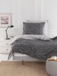 Produktbild: Mixibaby Bettgarnitur Bettbezug Bettwäsche Wendebettwäsche Doppelseitig Moderne 4 Größen, Farbe:Schwarz, Größe:200 x 200 cm