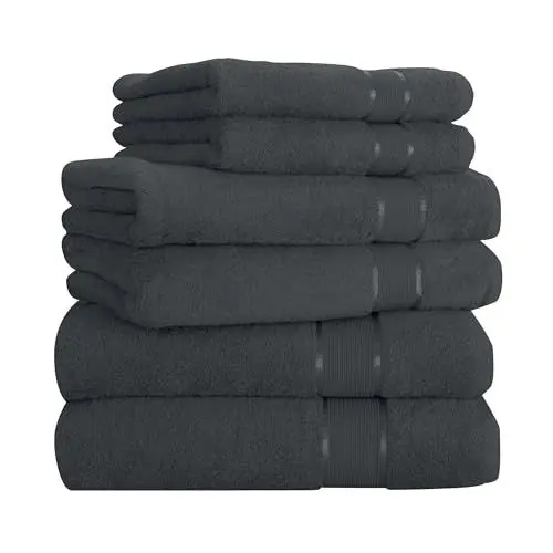 Produktbild: Mixibaby Handtuch 6er Set 2X Duschtuch 2X Handtuch 2X Gästetuch 100% Baumwolle Frottee, Farbe:Antrazit