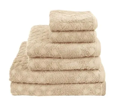 Produktbild: Mixibaby Handtuch 6er Set 2X Duschtuch 2X Handtuch 2X Gästetuch 100% Baumwolle Frottee, Farbe:Natur Jacquard