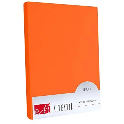 Produktbild: Jersey Spannbettlaken Wasserbett Boxspringbetten Spannbetttuch 180-200, Farbe:Orange