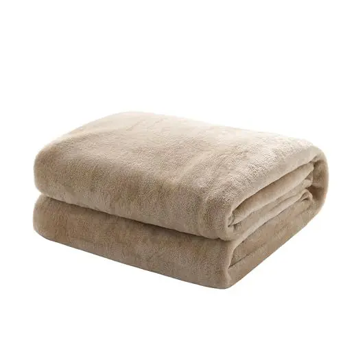 Produktbild: Mixibaby Kuscheldecke Flauschige extra weich & warm Wohndecke Flanell Fleecedecke, Falten beständig/Anti-verfärben als Sofadecke oder Bettüberwurf, Größe:150 cm x 200 cm, Farbe:Beige