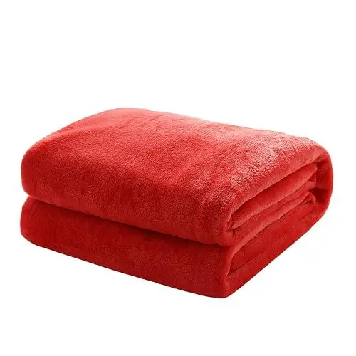 Produktbild: Mixibaby Kuscheldecke Flauschige extra weich & warm Wohndecke Flanell Fleecedecke, Falten beständig/Anti-verfärben als Sofadecke oder Bettüberwurf, Größe:220 cm x 240 cm, Farbe:Rot