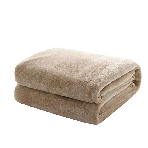 Produktbild: Mixibaby Kuscheldecke Flauschige extra weich & warm Wohndecke Flanell Fleecedecke, Falten beständig/Anti-verfärben als Sofadecke oder Bettüberwurf, Größe:220 cm x 240 cm, Farbe:Beige